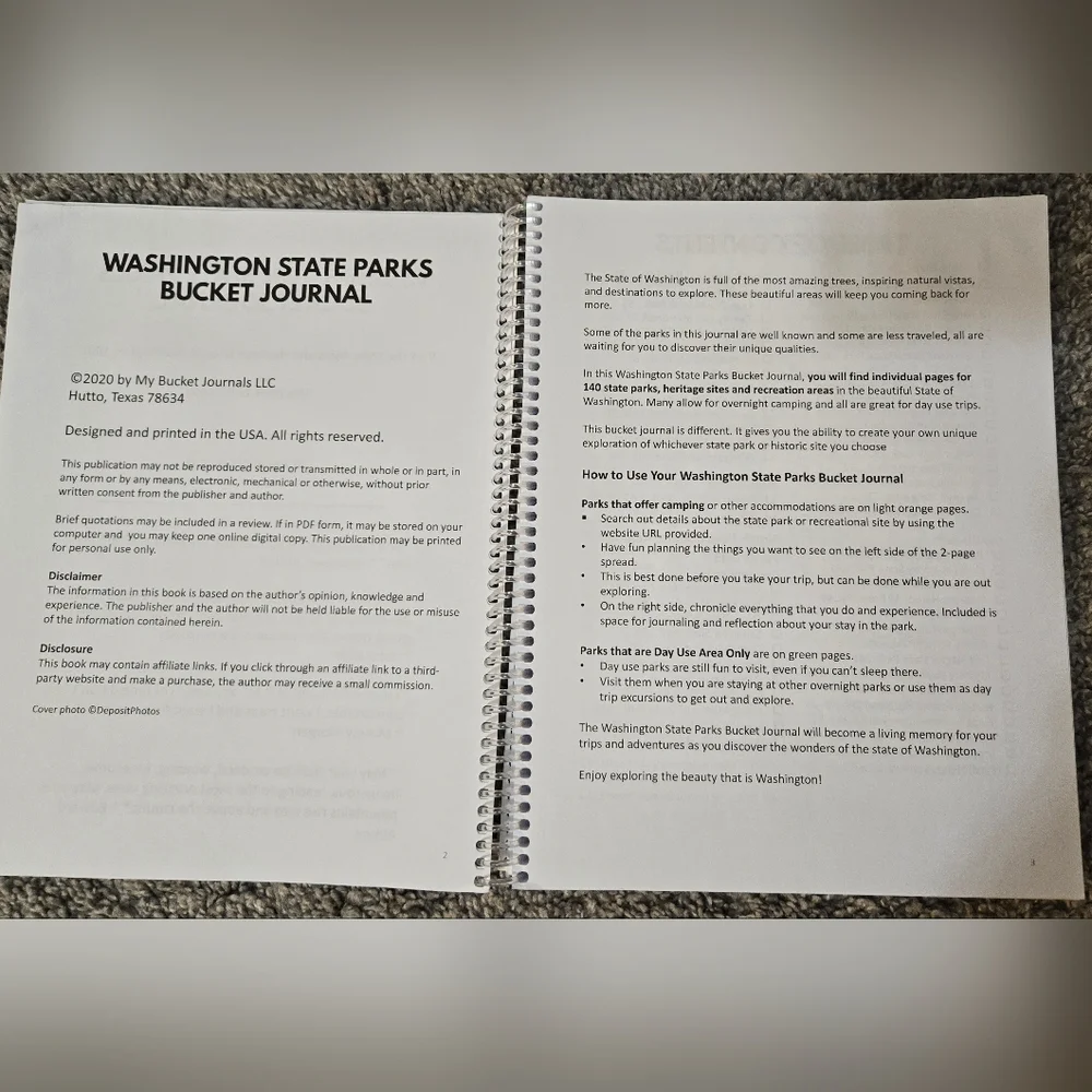 Washington State Parks Bucket Journal, Explore 140 Parks Record Memories